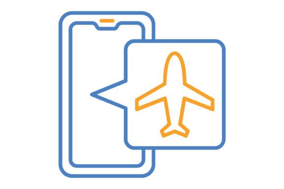 Airplane Mode Blue & Orange Line Icon: A Design Essential