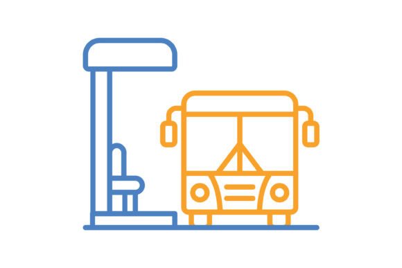 Bus Stop Blue & Orange Line Icon: Your Transit Design Solution