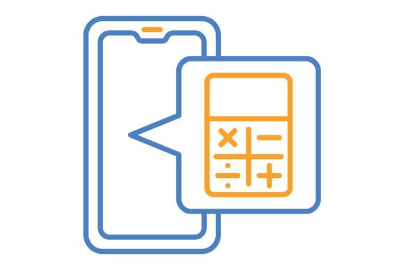 Calculator Blue & Orange Line Icon: A Versatile Design Asset