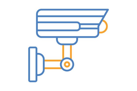 CCTV Camera Blue & Orange Line Icon: A Versatile Visual Asset