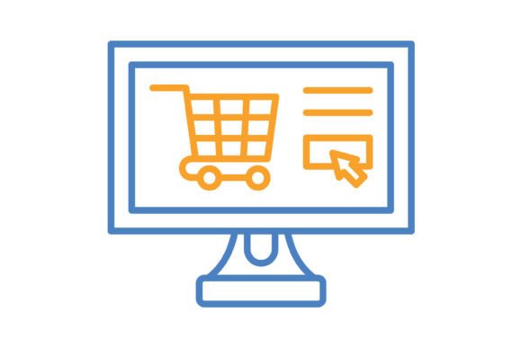 Ecommerce Blue & Orange Line Icon: A Designer's Asset