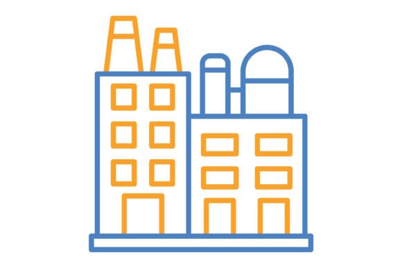 Industry Blue & Orange Line Icon: Practical Design Assets
