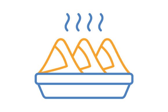 Mastering Visual Communication with the Samosa Blue & Orange Line Icon