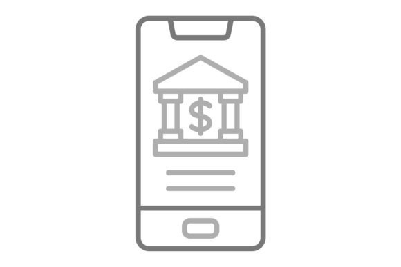 Mobile Banking Greyscale Line Icon: A Clean Visual for Digital Projects