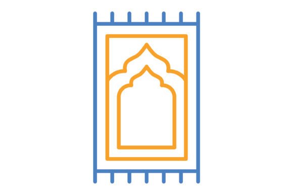 Sajadah Blue & Orange Line Icon: Versatile Design Asset