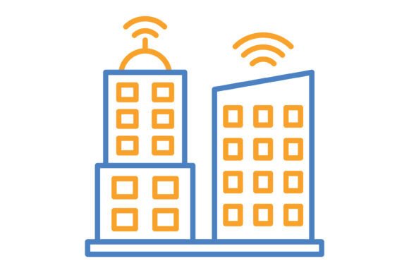 Smart City Blue & Orange Line Icon: Your Modern Design Toolkit