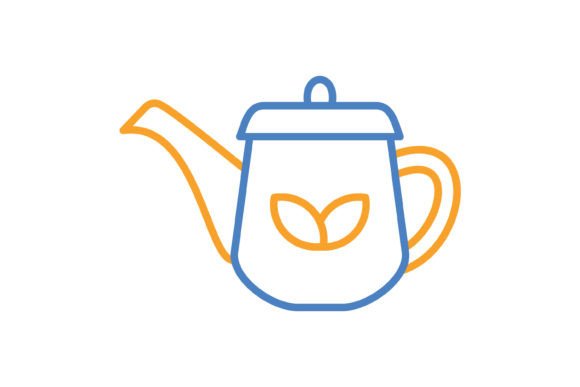 Teapot Blue & Orange Line Icon: A Designer's Essential Asset