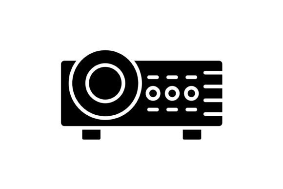 Video Projector Glyph Icon: Versatile Asset for Designers